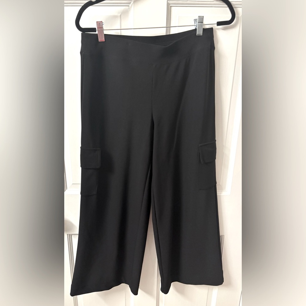 Boston Proper Black Women's Wide Leg Cargo Pants S‎